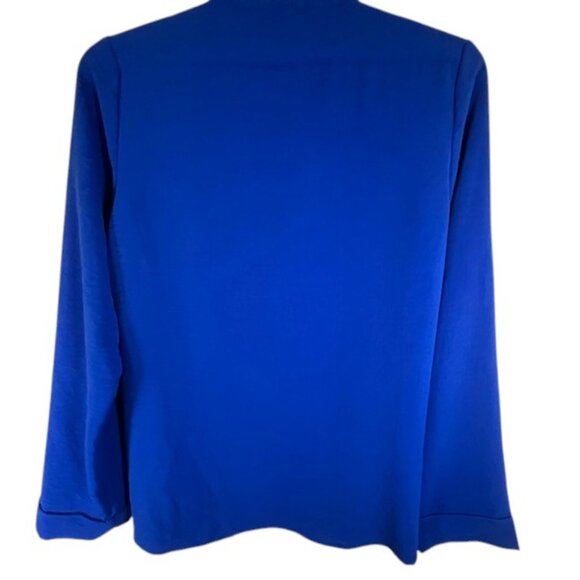 Calvin Klein Blue Blouse W/ Shoulder Epaulets and Front Pockets- Size M - Picture 5 of 8